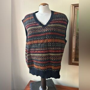 Vintage LL Bean Wool Fair Isle Sweater Vest Size Large